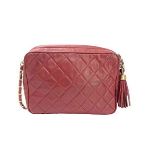 Chanel Red Bag Shoulder Lambskin Matelasse